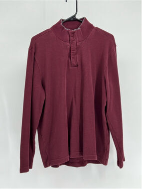 MARK LAW Men's Burgundy Quarter-Zip Sweater Large